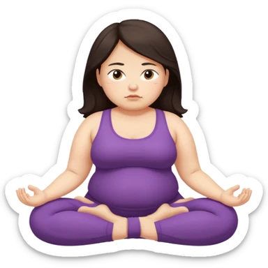 Sad fat girl doing yoga dark hair sticker