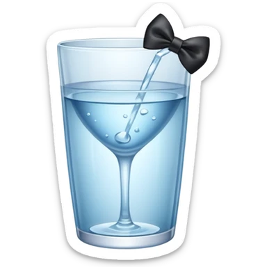 A glass of water with a black Coquette bow sticker