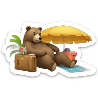 a bear going on holiday sticker