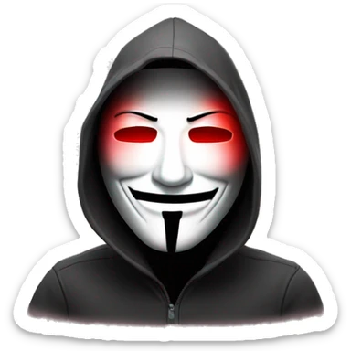 Computer hacker wearing  anonymous mask red light from eyes sticker
