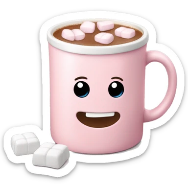 Light Pink mug of hot chocolate with marshmallows  sticker