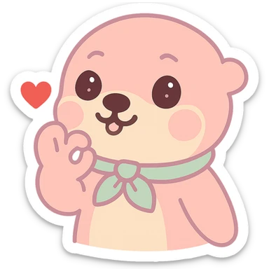 Move the otter's hand closer to its mouth as it does the chef's kiss, keep the red heart and transparent background, kawaii style. sticker