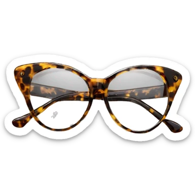 cat eye tortoiseshell glasses clear lenses sticker