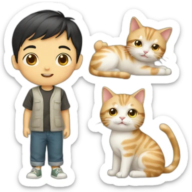 Chinese-boy with a kitty sticker