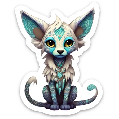 cute Kawaii edgy ethereal shy epic tribal fantasy animal fursona Fionbri creature by griffsnuff & LiLaiRa & Falvie with exotic colors with intricate patterns full body sticker