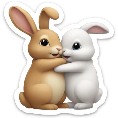 rabbits hugging sticker