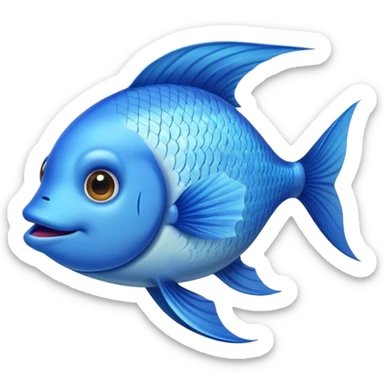 blue happy fish from the side looking right sticker