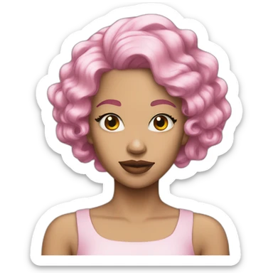 Queen pink hair White skin sticker
