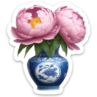 Peony in chinoiserie vase sticker