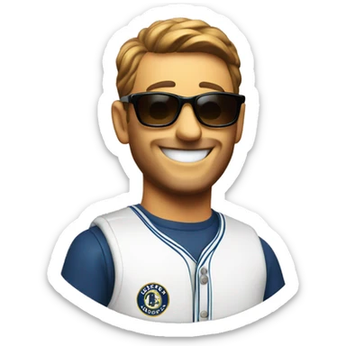 happy man in sunglasses brewers sticker