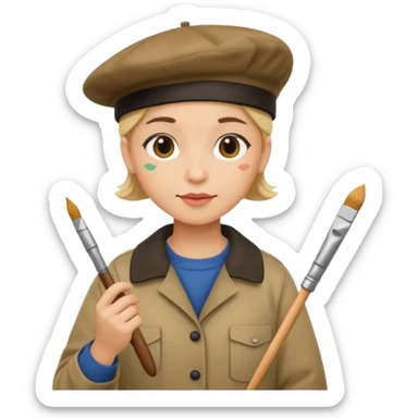 artist with beret and painter sticker