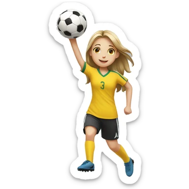 girl catching a soccer ball sticker