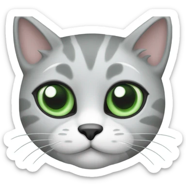Gato gris con blanco con ojos verdes sticker