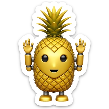 robot pineapple emoji no eyes no face sticker