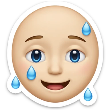 Pleading Face emoji, smiling with closed eyes and two large blue tears—iOS style. sticker