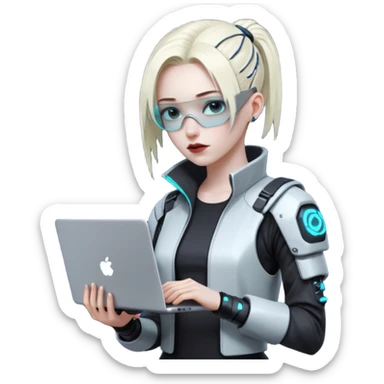 cyber punk holding laptop sticker