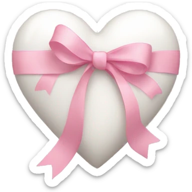 white heart with light pink ribbon bow sticker