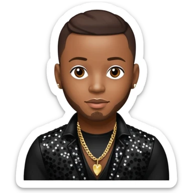 Pleasure P, R&B Singer from Pretty Ricky with dark brown hair, black sequin outfit sticker