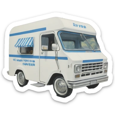 Good humor ice cream caravan, 1970, blue and white  sticker