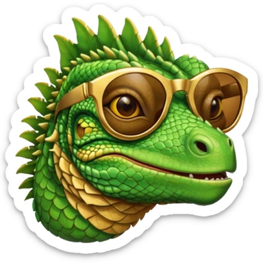 iguana head with golden sunglasses sticker