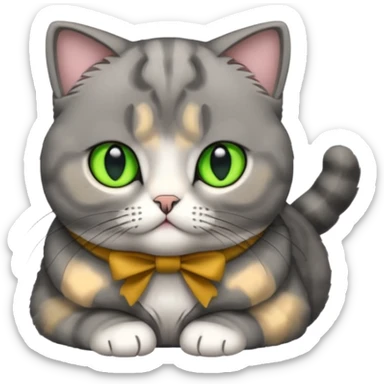 scottish fold cat with folded ears and all fur gray sticker