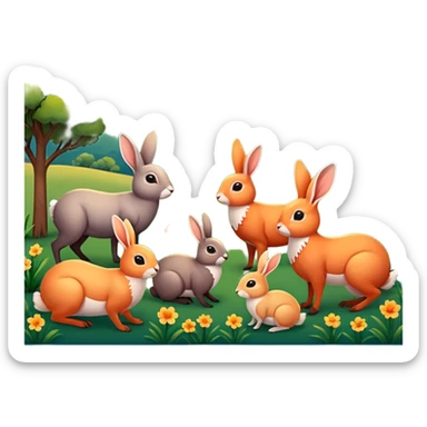 atardecer naturaleza con animales sticker