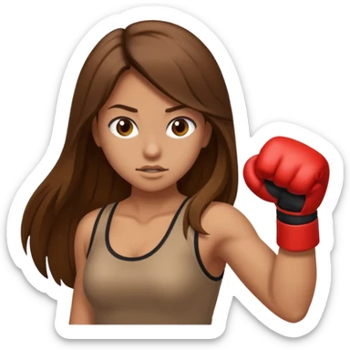 Girl emoji with long brown hair throwing a punch  sticker