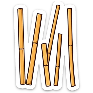 dried bamboo sticks, yellowish-brown color sticker