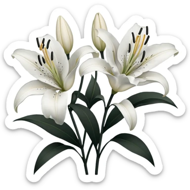 black and white lillies outline sticker