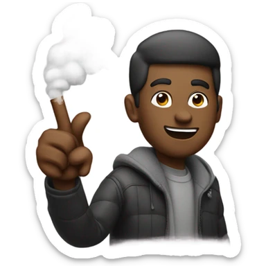 Guy smoking vape with thumbs up sticker