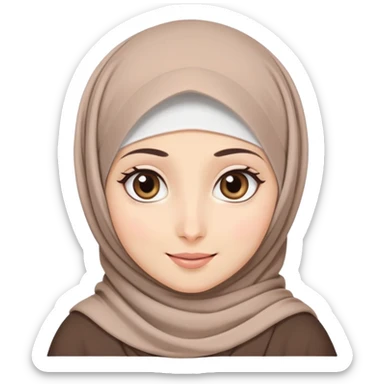 cute hijabi with white skin, brown eyes, flowy hijab, big expressive eyes, soft smile sticker