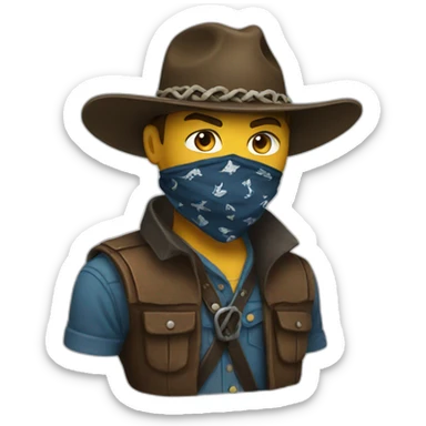 outlaw with bandana over mouth sticker