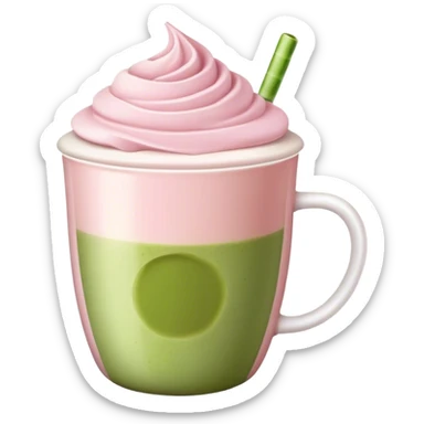light pink cup with matcha latte sticker
