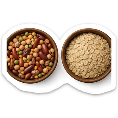 BOWL DI LEGUMI INSIEME A BOWL DI FIOCCHI DI AVENA POGGIATE,  iperrealistico 4k sticker