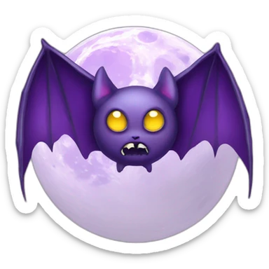  full moon with mad vampire bat purple dripping wings sticker