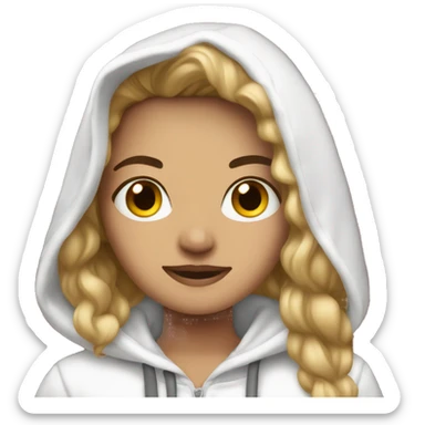 Darkblonde hair girl with white christmas hoodie sticker