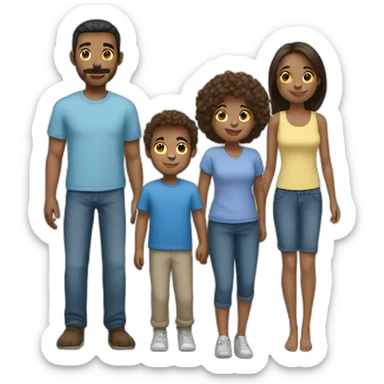 three adults and three kids basic family emoji blue sticker