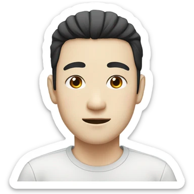 man from japan with white skin and black hair, wear casual shirt , closeout face sticker