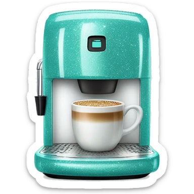 Realistic tiffany blue glitter keurig coffee machine.  sticker
