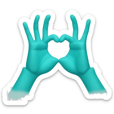 Turquoise blue heart hands sticker