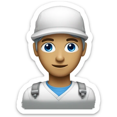 hard-working computer programmer white blue eyed sticker