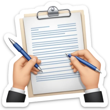 two hands passing a document sticker