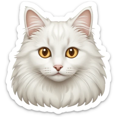 Snowy white Norwegian forest cat with almond-shaped eyes and bushy tail sticker