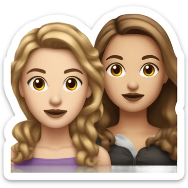 Makeup kit and white girl Brown hair sticker