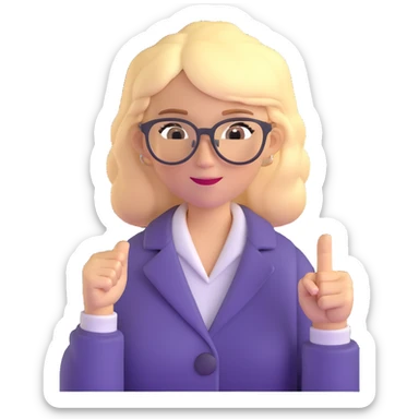 strict blonde math teacher with glasses raising a finger explaining a topic sticker