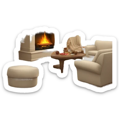 Winter christmas beige FirePlace sticker