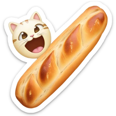 baguette with a cat face sticker