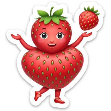 Strawberry fruit dancing ballet sticker