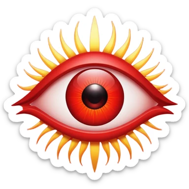 Occult eye symbol glowing red, protective ward, minimal esoteric design sticker
