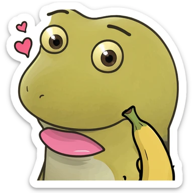 A banana with eyes and lips, throwing a kiss with hearts all around sticker